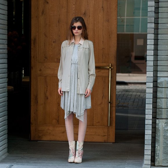 NWT CUT25 BY YIGAL AZROUEL Grey Asymmetrical Drape Sleeveless Dress Size L $295 - Picture 15 of 15